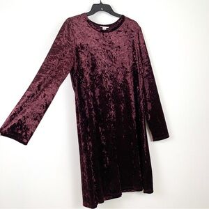 Burgundy velour dress by London Times stretch velvet knee length dress size 16